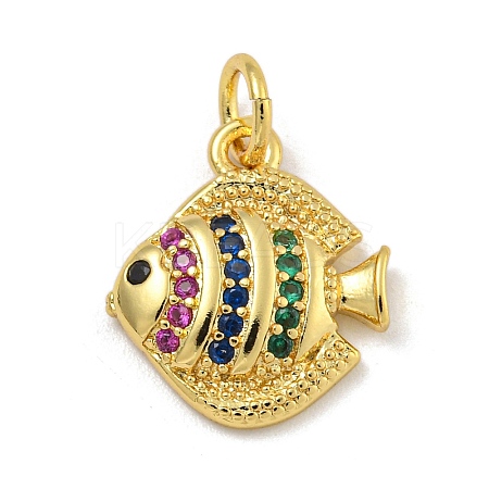 Rack Plating Brass Micro Pave Cubic Zirconia Charms KK-I718-03G-C-1