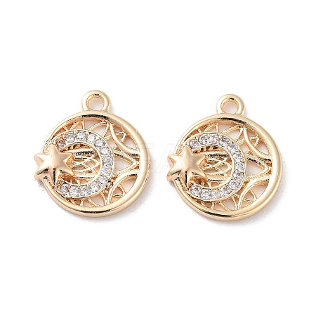 Brass Micro Pave Clear Cubic Zirconia Charms KK-F871-44G-1
