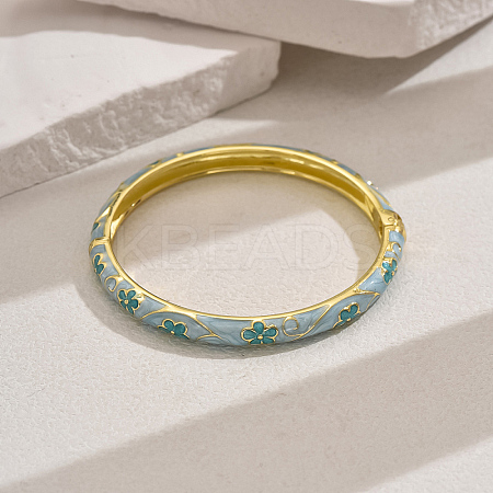 Vintage Flower Pattern Zinc Alloy Cloisonne Enamel Bangles WF9894-4-1