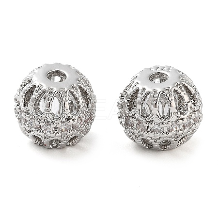 Brass Micro Pave Clear Cubic Zirconia Beads KK-U028-23P-1
