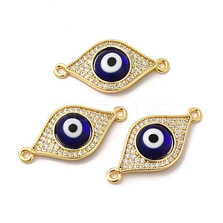 Rack Plating Real 18K Gold Plated Brass Micro Pave Clear Cubic Zirconia Connector Charms ZIRC-L102-02G-04-1