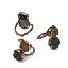 Raw Nuggets Natural Green Fluorite & Citrine Open Cuff Rings RJEW-M157-04R-1