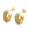 Brass Micro Pave Clear Cubic Zirconia Stud Earrings for Women EJEW-A040-05G-1