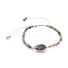 Adjustable Natural Labradorite Braided Bead Bracelets BJEW-JB04559-01-1
