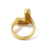 Letter Brass Micro Pave Clear Cubic Zirconia Open Cuff Ring for Women RJEW-N046-03L-G-3