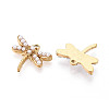 304 Stainless Steel and ABS Imitation Pearl Dragonfly Charms STAS-T072-66G-2