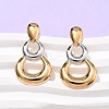 304 Stainless Steel Two Tone Gourd Dangle Stud Earrings EJEW-C142-15PG-3