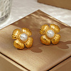 Classic 304 Stainless Steel Imitation Pearl Flower Stud Earrings GL7726-3