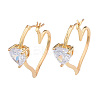Cubic Zirconia Heart Hoop Earrings EJEW-N011-76-2