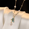 Brass Cubic Zirconia & Abalone Shell & Imitation Pearl Jewelry Set FS-WG1B634-01-2