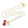 Brass Resin Fruit Cherry Pendant Satellite Chain Necklaces for Women NJEW-D306-02G-A-2