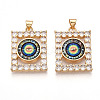 Brass Micro Pave Clear Cubic Zirconia Pendants for Women KK-T070-91A-04-1