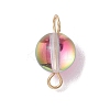 Dyed Synthetic Moonstone Round Connector Charms PALLOY-JF02690-01-3