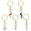 5Pcs Alloy Enamel & Synthetic Moonstone Keychain KEYC-YW00176-1