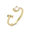 Brass Enamel Cuff Rings for Women RJEW-C126-07G-4