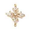 Brass Pave Clear Glass Rhinestone Connector Charms KK-B079-14G-1