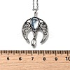 Bohemian Hollow Moon Zinc Alloy Pave Natural Moonstone Pendant Necklaces FS-WG20EBE-01-2