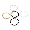 5Pcs 5 Style Natural Black Onyx & Synthetic Hematite & Glass Sead Beads Stretch Bracelets Set BJEW-JB07670-02-4