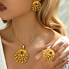 Elegant Vintage Style Real 18K Gold Plated Brass Round with Flower Earrings & Necklaces & Ring Sets for Women VD0748-1