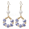 Printed Porcelain Round Dangle Earrings EJEW-JE06838-02-1