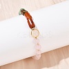 Natural Rose Quartz & Natural Mixed Stone & Brass Round & Prism Beaded Bracelets for Women BJEW-G752-01G-04-3