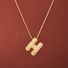 Brass Micro Pave Clear Cubic Zirconia Initial Pendant Necklaces for Women FS-WGDC51D-08-1