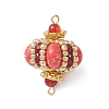 Dyed Synthetic Imperial Jasper & Handmade Glass Seed Beaded Rhombus Connector Charms PALLOY-MZ00960-07-1