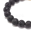 Natural Lava Rock & Weathered Agate(Dyed) Round Beaded Stretch Bracelet BJEW-JB08399-02-5