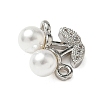 Brass Micro Pave Cubic Zirconia & ABS Plastic Imitation Pearl White Cherry Connector Charms KK-I276-56P-01-2