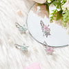 2 Pairs 2 Colors Cubic Zirconia Flower Hoop Earrings EJEW-FI0001-23-7