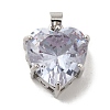 Platinum Brass Micro Pave Cubic Zirconia Pendants KK-C072-37P-02-1