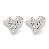 304 Stainless Steel Textured Heart Stud Earrings EJEW-D281-17S-1