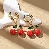Cherry Brass Enamel Hoop Earrings EJEW-M077-14G-03-1