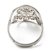 Non-Tarnish Adjustable 304 Stainless Steel Woven Web/Net with Feather Ring RJEW-F149-05P-3