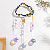 Natural Lapis Lazuli Copper Wire Wrapped Cloud Hanging Ornaments PW-WG49920-07-1