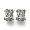 Brass Micro Pave Green Cubic Zirconia Beads KK-M318-24P-02-1