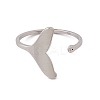 Non-Tarnish 201 Stainless Steel Whale Tail Shape Open Cuff Ring for Women RJEW-C045-09P-2