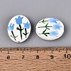 Hand Painted Tulip Flower Oval Porcelain Beads PORC-N012-11G-3