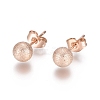 Ion Plating(IP) 304 Stainless Steel Stud Earrings EJEW-L215-58D-RG-1