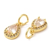 Rack Plating Brass Micro Pave Clear Cubic Zirconia Charms X-KK-Z026-10G-2