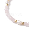 Natural Rose Quartz & Cultured Freshwater Pearl Beads Stretch Bracelets for Women BJEW-JB12734-01-3