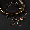 PVD Vacuum Plating 304 Stainless Steel Enamel Heart Pendant Necklaces NJEW-C063-04G-4