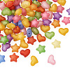 100Pcs 2 Style Frosted Acrylic Beads FACR-BT0001-01-3