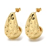 Rack Plated Teardrop Hammered Brass Stud Earrings for Women EJEW-Z048-15B-G-1