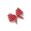 Glass Seed Beaded Bowknot Pendants PALLOY-MZ00564-03-3