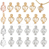 24Pcs 3 Styles Hollow Out Brass Alloy Bead Cage Pendants KK-HS0015-93-1