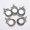 Tibetan Style Zinc Alloy Flat Round Pendant Cabochons Settings TIBEP-R334-252AS-RS-1