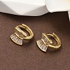 Brass Micro Pave Clear Cubic Zirconia Hoop Earrings EJEW-D323-02G-2
