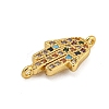 Rack Plating Brass Micro Pave Cubic Zirconia Palm Connector Charms KK-C074-41G-2