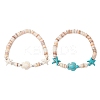 2Pcs Sea Turtles & Starfish Dyed Synthetic Turquoise Beads Stretch Bracelets BJEW-JB11881-2